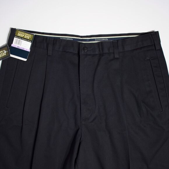 NWT Saddlebred 100% Cotton Pleated Cuffed Black Pants Men Size 38x32 (A6) - Picture 9 of 10